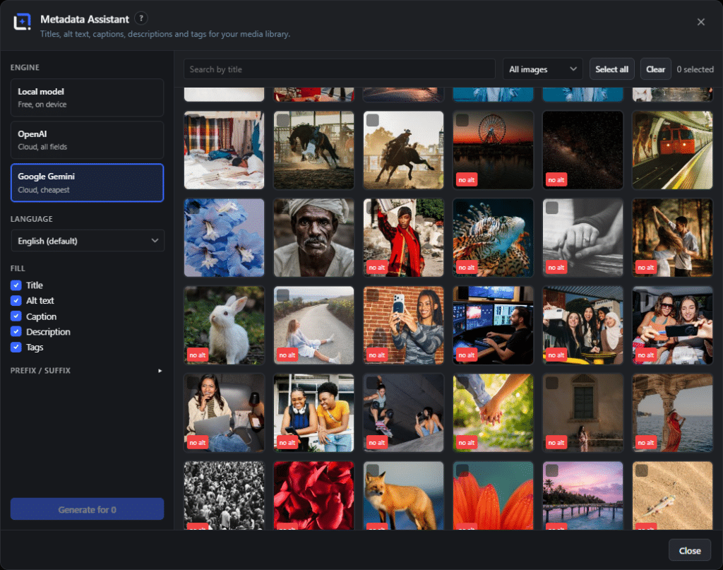 The Metadata Assistant dialog in WunderPaint